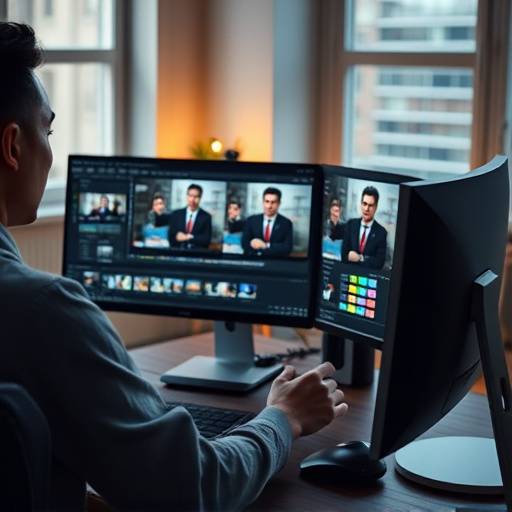 Bilde av en person som redigerer video på en datamaskin